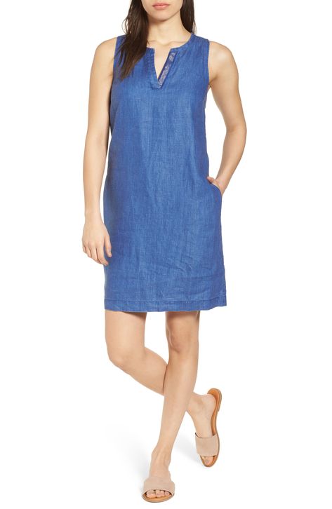 Tommy Bahama Sea Glass Linen Shift Dress available at #Nordstrom Latest Clothing Trends, Linen Shift Dress, Vacation Dresses, Laid Back Style, Urban Outfits, Nordstrom Dresses, Tommy Bahama, Holiday Dresses, Sea Glass