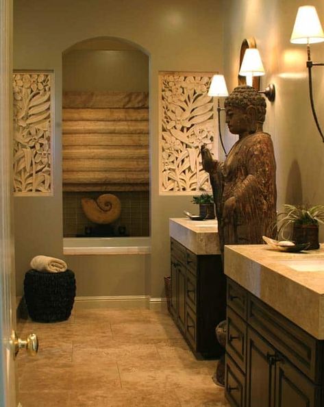 Asian bathroom design: 45 Inspirational ideas to soak up Zen Bathroom Decor, Zen Bathroom Design, Asian Bathroom, Asian Interior Design, Decorating Bathrooms, Zen Bathroom, Eclectic Bathroom, Bed Platform, Asian Interior