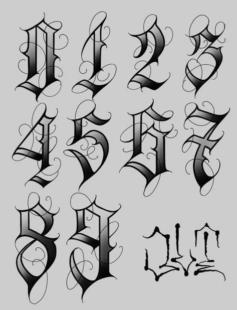 Tattoos Numbers Fonts, Number Styles Fonts Tattoo, Graffiti Letters And Numbers, Tattoo Lettering Fonts Numbers, Lettering Styles Numbers, Graffiti Lettering Numbers, 2024 Number Design Fonts, 1994 Lettering Tattoo, Cholo Style Letters