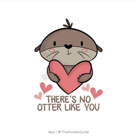 Otter Doodle, Pun Drawings, Punny Cards, Funny Food Puns, Love Puns, Cute Puns, Creative Gifts For Boyfriend, Cute Easy Drawings, Cute Memes