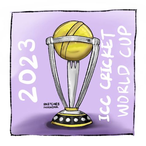 World cup Trophy Cricket Journal Ideas, Cricket Doodle Art, World Cup Trophy Drawing, Cricket Drawing Easy, Cricket Doodle, Trophy Sketch, Cricket World Cup Trophy, Trophy Drawing, Cricket Drawing