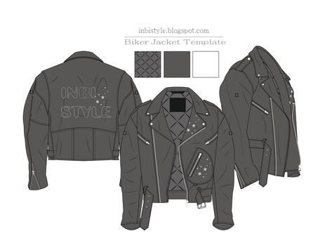 Fashion Flat Template | INBIStyle Leather Jacket Sketch Drawing, Leather Jacket Sketch, Leather Jacket Drawing, Bluey Ocs, Jacket Template, Fashion Flat Template, Jaket Motor, Fashion Illustration Template, Side View Drawing