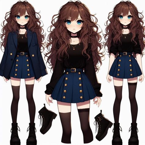 Casual Anime Outfits Drawing, Hispanic Outfits Style, Hispanic Outfits, Anime Fits, Dress With Combat Boots, Designs Clothes, Animated Clothes, Clothing Design Sketches, Dress Design Sketches