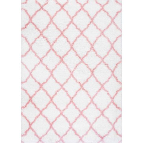 Rugs Abstract, White Trellis, Geometric Rugs, Baby Rosa, High Pile Rug, Cozy Rugs, Diamond Rugs, Trellis Rug, Preppy Pink