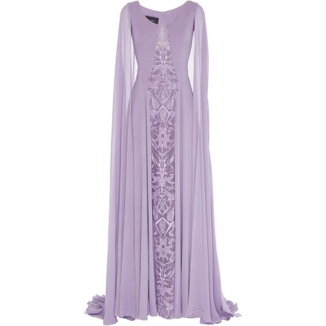 Georges Hobeika Draped Sleeves And Cape Dress (16 505 PLN) ❤ liked on Polyvore featuring dresses, gowns, long dresses, purple, lace up dress, draped dress, purple dresses, long purple dress and sleeve evening dress Purple Cape Dress, Purple Fantasy Dress, Purple Evening Gown, Purple Evening Gowns, Lace Front Dress, Purple Evening Dress, Evening Gowns With Sleeves, Draped Sleeves, Dresses Purple