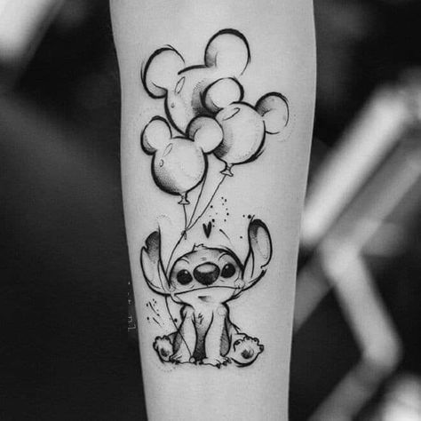 Disney Stitch Tattoo, Lilo And Stitch Tattoo, Disney Sleeve Tattoos, Stitch Tattoo, Inspiration Tattoos, Disney Tattoo, Tatuaje A Color, Thigh Tattoos Women, Friend Tattoos