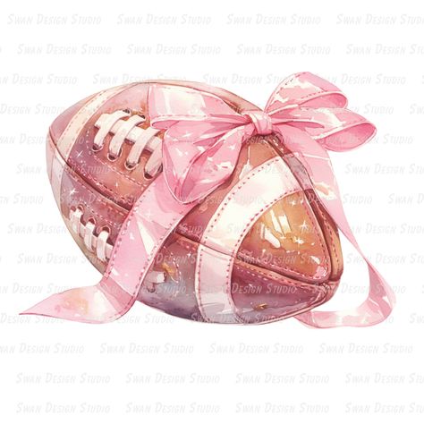 Pink Items Png, Pink Football Game, Preppy Football, Pink Bow Png, Bow Graphic, Football Drawing, Pink Football, Cute Backgrounds For Iphone, Preppy Stickers