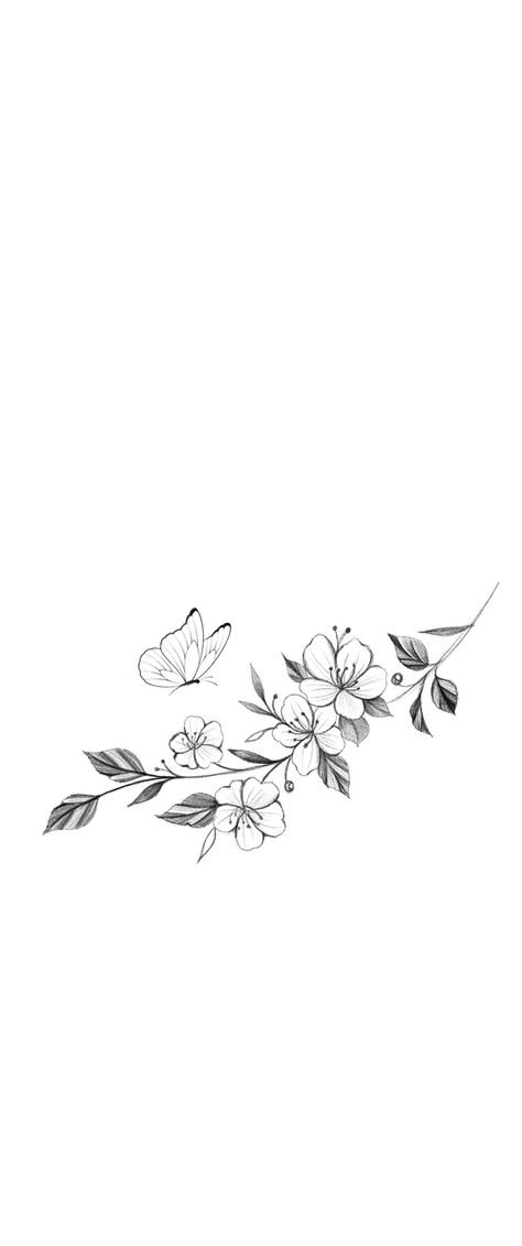 Side Arm Tattoos For Women Flower, Wrap Around Tattoo With Butterflies, Knee Frame Tattoos Women, Flower Trail Tattoo, Small Floral Hip Tattoo, Horizontal Flower Tattoo, Flower Tattoos Thigh, Mixed Flower Tattoo, Flower Chain Tattoo