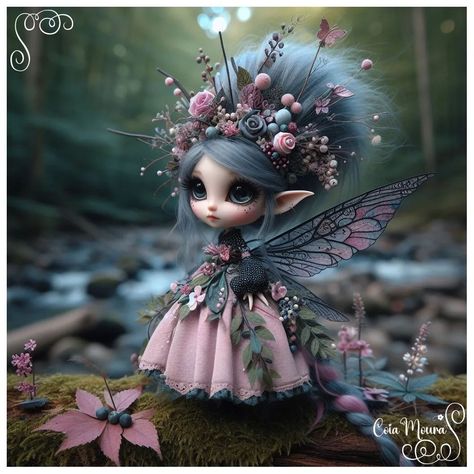 Tiny fairies ✨ Handmade Dolls Patterns, Purple Butterfly Tattoo, Mystical Fairy, Pixie Doll, Tiny Fairy, Female Elf, Writing Fantasy, Pixies Fairies, Elves And Fairies