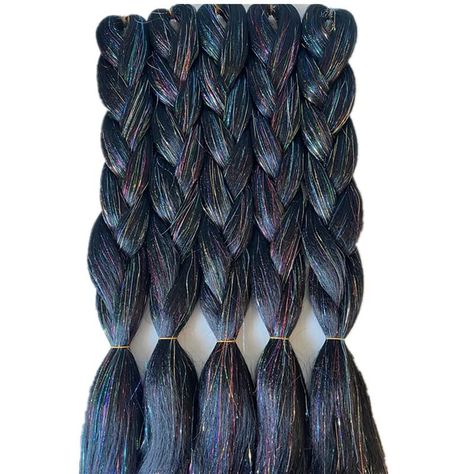 24inch Black Synthetic Glitter Braiding Hair Extensions Jumbo Braids Hair With Tinsel Sparkle Braiding Hair Bulk Attachment 5packs/lot for Crochet Hair (Sparkling black) Hair With Tinsel, Sandy Brown Hair, Festival Braid, Jumbo Braiding Hair, Braiding Hair Extensions, Hair Tinsel, Romantic Hairstyles, Jumbo Braids, Braids Hair