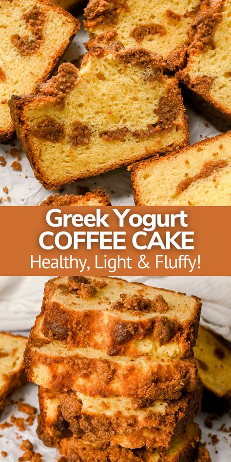 This coffee cake recipe without sour cream tastes just as moist, fluffy, tender, and delicious as the traditional recipe! Greek yogurt is the perfect substitute for sour cream in this easy breakfast quick bread! Coffee Cake No Sour Cream, Greek Yogurt Coffee Cake, Breakfast Quick Bread, Substitute For Sour Cream, Yogurt Coffee Cake, Recipe Greek Yogurt, Yogurt Coffee, Coffee Cake Loaf, Sour Cream Uses