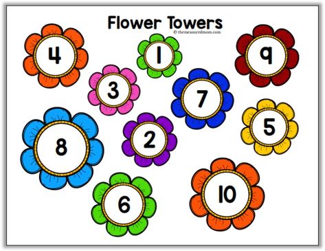 Spring counting mat - The Measured Mom Flower Math, Spring Math Activities, Spring Preschool Activities, Counting Activities Preschool, The Measured Mom, Measured Mom, Counting Practice, Preschool Garden, Spring Math