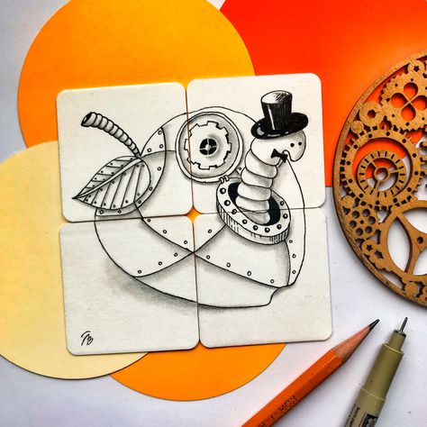 Steampunk Zentangle, Steampunk Art Drawing, Steampunk Drawing, Zentangle Drawing, Doodle Inspiration, Steampunk Diy, Zentangle Drawings, Doodles Zentangles, Steampunk Art