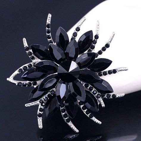 Home, Brooches & Pins, Wedding Bridal Large Flower Rhinestone Scarf Brooch Broach Pin Crystal Breastpin Jewelry (Black) - C81824THXMZ  #Brooches #Pins #designer #jewelry #fashionwomen #outfits #Brooches & Pins Rhinestone Bouquet, Wedding Brooch Bouquets, Acrylic Brooch, Collar Pin, Flower Scarf, Flower Crystal, Wedding Brooch, Brooch Jewelry, Crystal Brooch