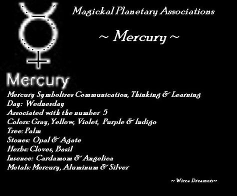 mercurius Mercury Magical Correspondences, Wednesday Witch, Planetary Correspondences, Planetary Magick, Celtic Zodiac, Planet Energy, Celtic Astrology, Chinese Astrology, Mercury Retrograde