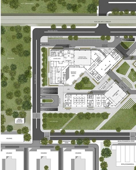 Site Plan Ideas Architecture, Office Floor Plan Architecture, Site Plan Design Architecture Ideas, Drop Off Plan Architecture, Hotel Site Plan Architecture, School Site Plan Architecture, Master Plan Architecture Concept, Hospital Plan Design, Campus Planning Architecture