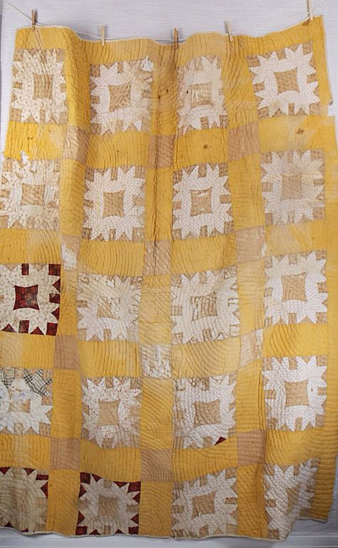 19th Century Quilts, Knot Quilt, Yellow And Orange Quilts, Autumn Jubilee Quilt Pattern, Antique Patchwork Quilt, Hawaiian Quilting, Antique Quilt Patterns 19th Century, Friendship Knot, Vintage Quilts Antiques