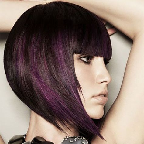 20 Edgy A-Line Haircuts To Try in 2021 - The Trend Spotter Inverted Bob Haircuts, Rambut Brunette, Hair Colorful, Haircut Styles For Women, Colored Glasses, Bob Haircut With Bangs, Hair Color Purple, Stylish Haircuts, Hair Color Dark