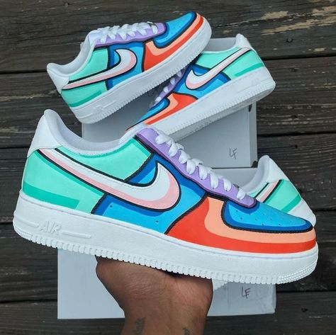 Drip Sneakers, Painted Shoes Diy, Custom Sneakers Diy, Nike Air Force 1 Custom, Painted Sneakers, Hand Painted Clothing, Preppy Shoes, Custom Nike Shoes, Shoe Ideas