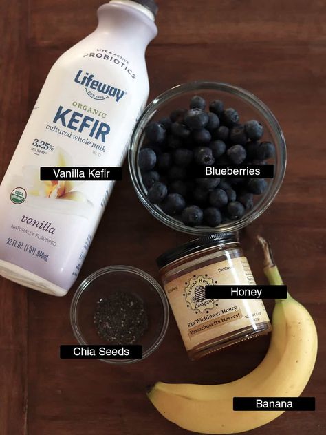 Show your belly some probiotic love with this refreshing and healthy kefir smoothie recipe. Featuring fresh blueberries and a touch of honey.