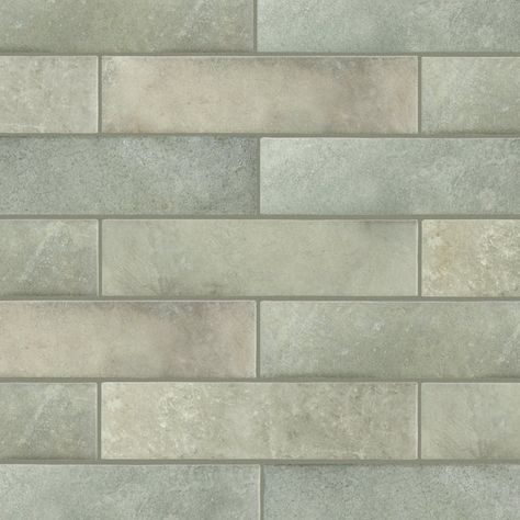 Merola Tile Heritage 2" x 10" Porcelain Stone Look Wall & Floor Tile | Wayfair Large Sage Green Bathroom Tiles, Sage Green Subway Tile Kitchen, Adu Ideas, Stone Look Wall, Remodel House, Moms Kitchen, Fireplace Facade, Ivy Hill Tile, Merola Tile