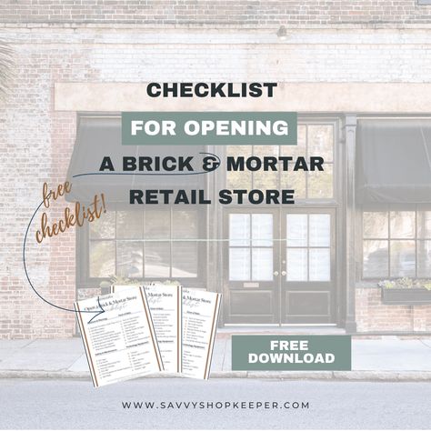 Checklist for Opening A Brick and Mortar Retail Store {Free UPDATED Checklist} Opening A Retail Store, Opening A Brick And Mortar Boutique, Starting A Store Front Business, How To Open A Store Business, Opening A Retail Store Checklist, Brick And Mortar Business Ideas, Brick And Mortar Store, Brick And Mortar Boutique, Vintage Store Ideas