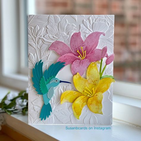 Hummingbird Cards Handmade, Hummingbird Card Ideas, Thanku Cards, Spellbinders Hummingbird, Bibi’s Hummingbirds, Spellbinders Bird Dies, Spellbinders Hummingbird And Lily, Hummingbird Invitations, Hummingbird Cards