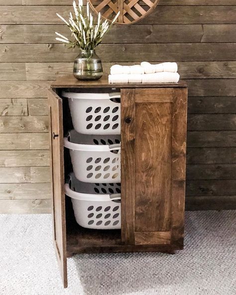 Lovemade14 on Instagram: “This stand up hamper moves me♥️ It’s sooo beautiful! Hide your laundry in a gorgeous upright hamper. It includes 3 hip hugger baskets🧺.…” Hallway Laundry Basket Ideas, Laundry Hamper System, 3 Laundry Basket Holder, Hamper Alternatives, Laundry Hamper In Bedroom, Hidden Laundry Basket Storage, Laundry Basket Tower Diy, Diy Hamper Laundry, Unique Laundry Hamper Ideas