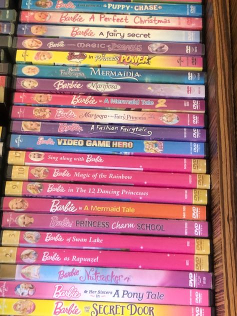 Barbie Dvd Collection, Barbie Old Movies, Barbie Movie Collection, Barbie Dvd, Christmas Dvd, Princess Videos, 2010s Nostalgia, 12 Dancing Princesses, Dvd Collection