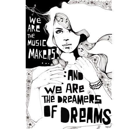 We are the music makers / and we are the dreamers of dreams — Arthur O'Shaughnessy (Digital illustration by Manuel Rebollo for Sea Circus) | Bohemian Bliss ▽△ We Are The Music Makers, We Are The Dreamers, I'm With The Band, Art Block, My New Room, Music Quotes, Music Is Life, Music Art, Rock And Roll