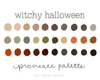 Graphic Design Resources Printables by OneTwentyStudio on Etsy Color Palette Earth Tones, Halloween Procreate, Halloween Color Palette, Procreate Palette, Fall Color Schemes, Procreate Color Palette, Witchy Halloween, Procreate Ipad Art, Fall Color Palette