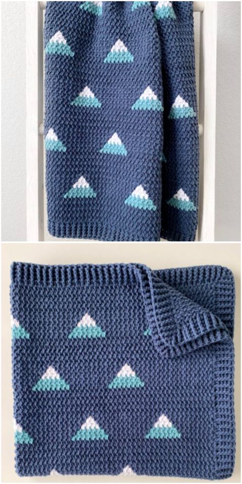 Crochet Mountain Applique, Mountain Granny Square, Mountain Crochet Pattern, Mountain Baby Blanket, Mountain Crochet, Crochet Patterns Ideas, Crazy Crochet, Crocheted Stuff, Paper Flower Wreaths