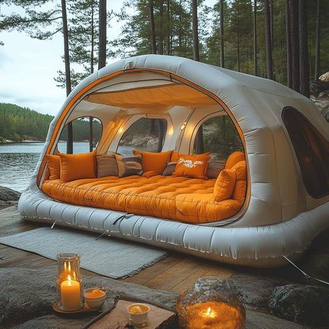 Tents Camping Glamping, Loft Bed Plans, Cozy Camping, Inflatable Tent, Air Tent, Camping Inspiration, Hanging Beds, Tents Camping, Family Tent