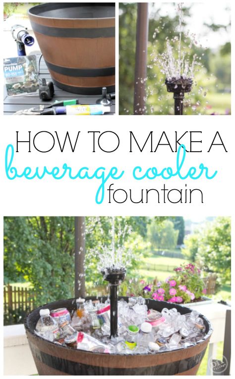 Awesome Iced beverage cooler fountain. This is so cool. I need one of these for our next cookout or summer party! Great way to keep guests drinks cool. Drink Cooler Ideas Outdoor Parties, Pool Drinks, Diy Beer, Drink Cooler, Outside Bars, Diy Drinks, Beer Cooler, Ice Cooler, Diy Pool