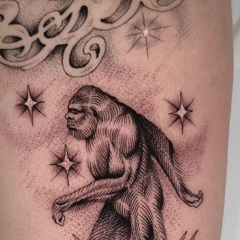 Big Foot Tattoo, Sasquatch Tattoo, Bigfoot Tattoo, Foot Tattoo, October 25, Fine Line Tattoos, Line Tattoos, Body Mods, Tattoos And Piercings