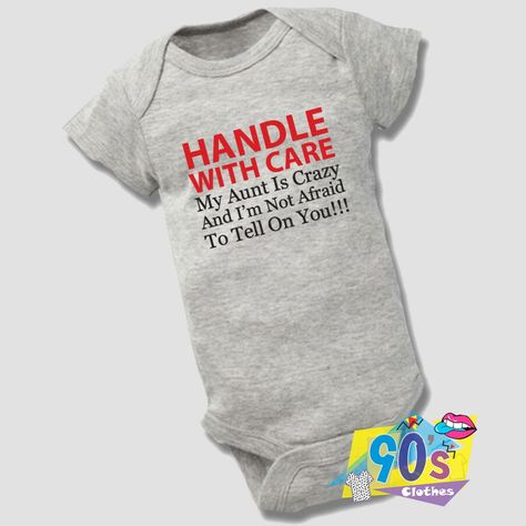 Handle With Care Crazy Aunt Baby Onesie Aunt Baby Clothes, Aunt Onesie, Aunt Baby, Baby Aunt, Crazy Aunt, Baby Birthday Gift, Cotton Baby Clothes, 90s Clothes, Custom Baby Onesies