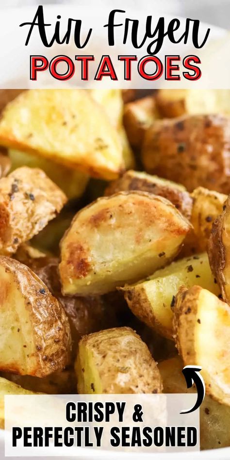 Easy Air Fryer Side Dishes, Air Fryer Potatoes Russet, Air Fryer Country Potatoes, Roasted Air Fryer Potatoes, Healthy Potato Recipes Air Fryer, Toasted Potatoes In Air Fryer, Seasoned Potatoes In Air Fryer, Air Fryer Roasted Potatoes Recipes, Potatoes In Air Fryer Roasted