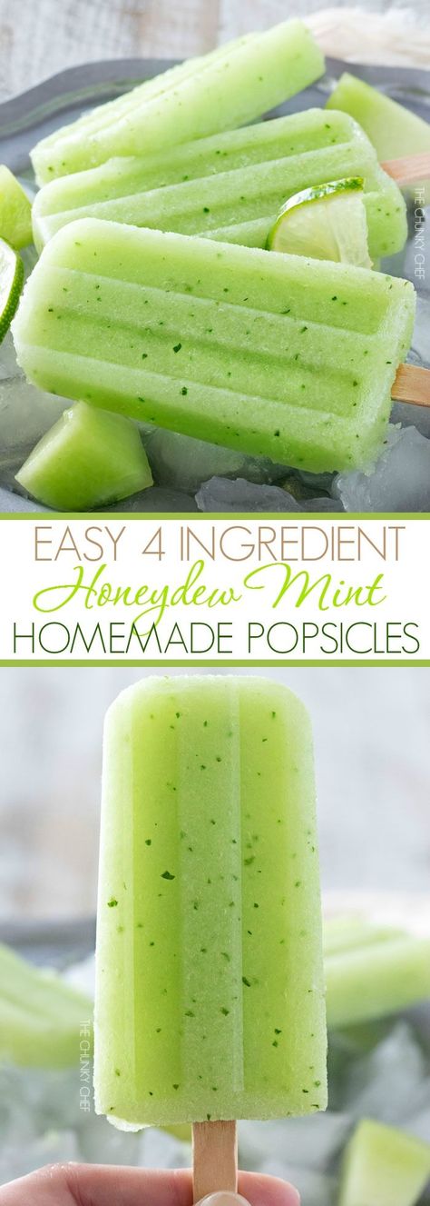 Honeydew Mint Homemade Popsicles | The refreshing taste of sweet honeydew melon… How To Freeze Honeydew Melon, Home Made Popsicles Healthy, Mint Popsicles, Fruit Popsicle Recipes, Yogurt Popsicles, Freeze Pops, Fruit Popsicles, Mint Recipes, Homemade Popsicles