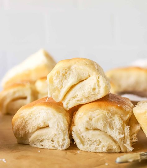 Salted Honey Parker House Rolls Recipe - Boston Girl Bakes Salted Honey Butter, Parker House Rolls Recipe, Chick Fil A Recipe, Thanksgiving Bread, Parker House Rolls, Butter Honey, Bread Bun, Parker House, Honey Butter