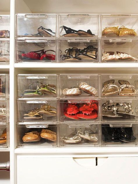 Closet Helper: Shoe Solution Closet Clutter, Fun Organization, Clear Shoes, Organisation Hacks, Cool Ideas, Easy Organization, Clothes Closet, Closet Space, Shoe Organizer