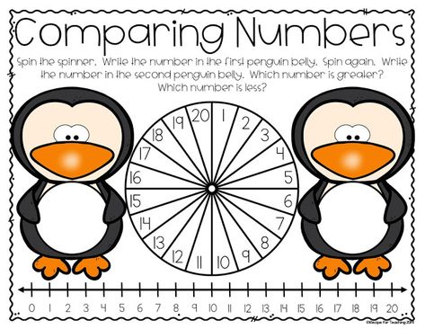 FREE Comparing Numbers! Practice comparing numbers 1-20! Comparing Numbers To 20, January Math Centers, Comparing Numbers Kindergarten, Kinder Math Centers, January Math, Sped Math, April Activities, Decomposing Numbers, Beginning Of Kindergarten