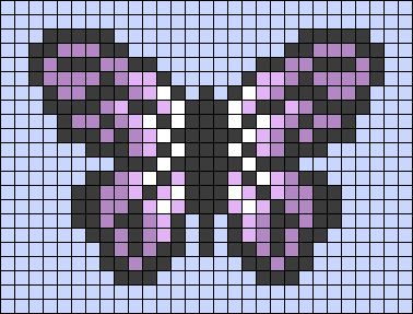 Butterfly Alpha Pattern Crochet, Butterfly Pixel Art Easy, Butterfly Kandi Pattern, Butterfly Pixel Art 32x32, Small Butterfly Pixel Art, Butterfly Alpha Pattern, Pixel Art Butterfly, Butterfly Pixel Art, Pixel Butterfly