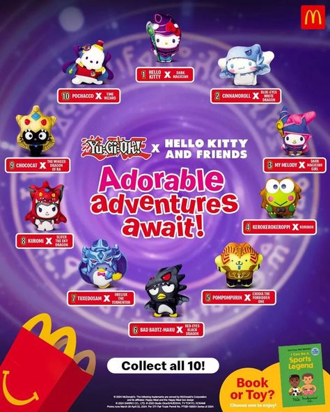 Yu-Gi-Oh! x Hello Kitty and Friends (McDonalds, 2024) Hello Kitty Mcdonalds Toys, Hello Kitty Mcdonalds, Obelisk The Tormentor, Hello Kitty Cinnamoroll, Hello Kitty And Friends, Happy Meal Mcdonalds, Friends Set, Hello Kitty Pictures, Happy Meal Toys