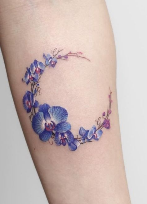 80+ Orchid Tattoos: Meanings, Tattoo Designs & Ideas Blue Orchid Tattoo, Orchid Flower Tattoo, Purple Orchid Tattoo, Orchid Tattoo Meaning, Flower Tattoo Meaning, Orchid Flower Tattoos, Blue Orchid Flower, Mini Orquideas, Flower Tattoo Meanings