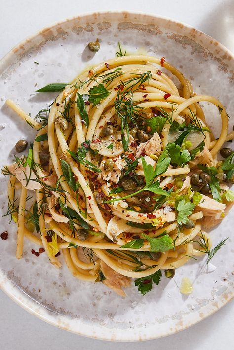 Pasta With Tuna, Capers and Scallions Recipe - NYT Cooking Pasta With Tuna, Pasta Tuna, Scallions Recipes, Tuna Pasta, Chickpea Pasta, Roasted Root Vegetables, Nyt Cooking, Spinach Pasta, Vegetarian Pasta