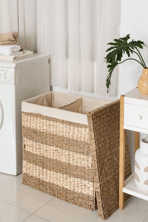 #homedecorideas #sustainableproduct #sustainableideas #scandinavianhomedecor #rusticdecor #naturalitems #homedecorholiday #holidaydecor Big Home, Hamper With Lid, Ideas For Storage, Laundry Basket Storage, Feather Wall Decor, Wicker Hamper, Storing Clothes, Feather Wall, Scandinavian Decor