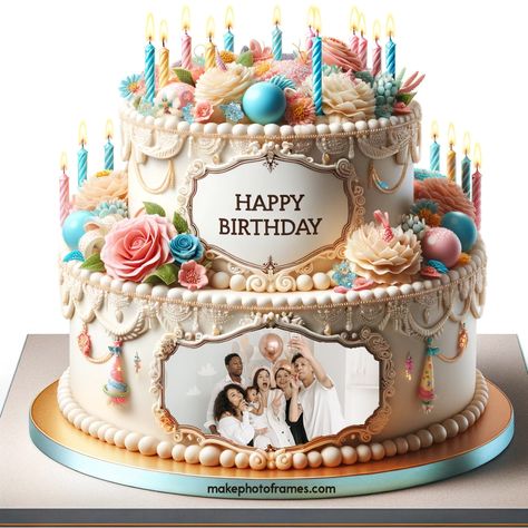 Happy Birthday cake topper with name and photo Birthday Cake Name Edit, Birthday Cake With Photo Print, Birthday Truffles, Happy Birthday Hina Name Cake, Happy Birthday Umair Name Cake, Birthday Cake With Name And Photo Edit, Advance Happy Birthday, Happy Birthday Chocolate Cake, Birthday Card With Name