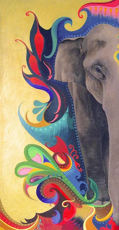 Indian Elephant Art, Elephant India, Boho Art Painting, Elephant Wallpaper, Childhood Art, Mandala Elephant, Children's Illustration, Unique Art Prints, Elephant Painting