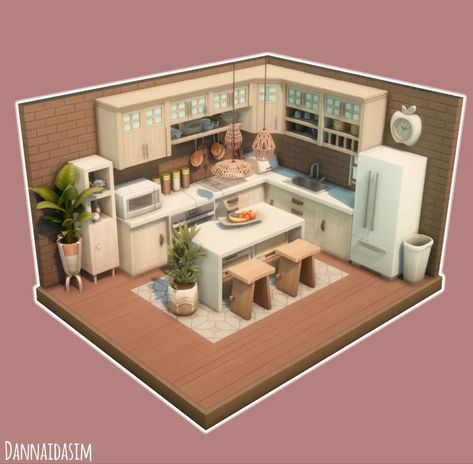 Sims Kitchen No Cc, Sims 4 Room Ideas Kitchens, Sims 4 Kitchens, Sims 4 Kitchen Ideas, Sims Kitchen, Girly Kitchen, Sims 4 Loft, Sims Rooms, Acorn House