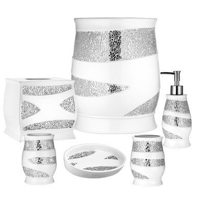 Luxury Bathroom Accessories Set, Bling Bathroom, Luxury Bathroom Accessories, Silver Bathroom Accessories, Silver Bathroom, Bathroom Accessories Set, Bathroom Decor Sets, Bathroom Accessories Sets, Bath Accessories Set